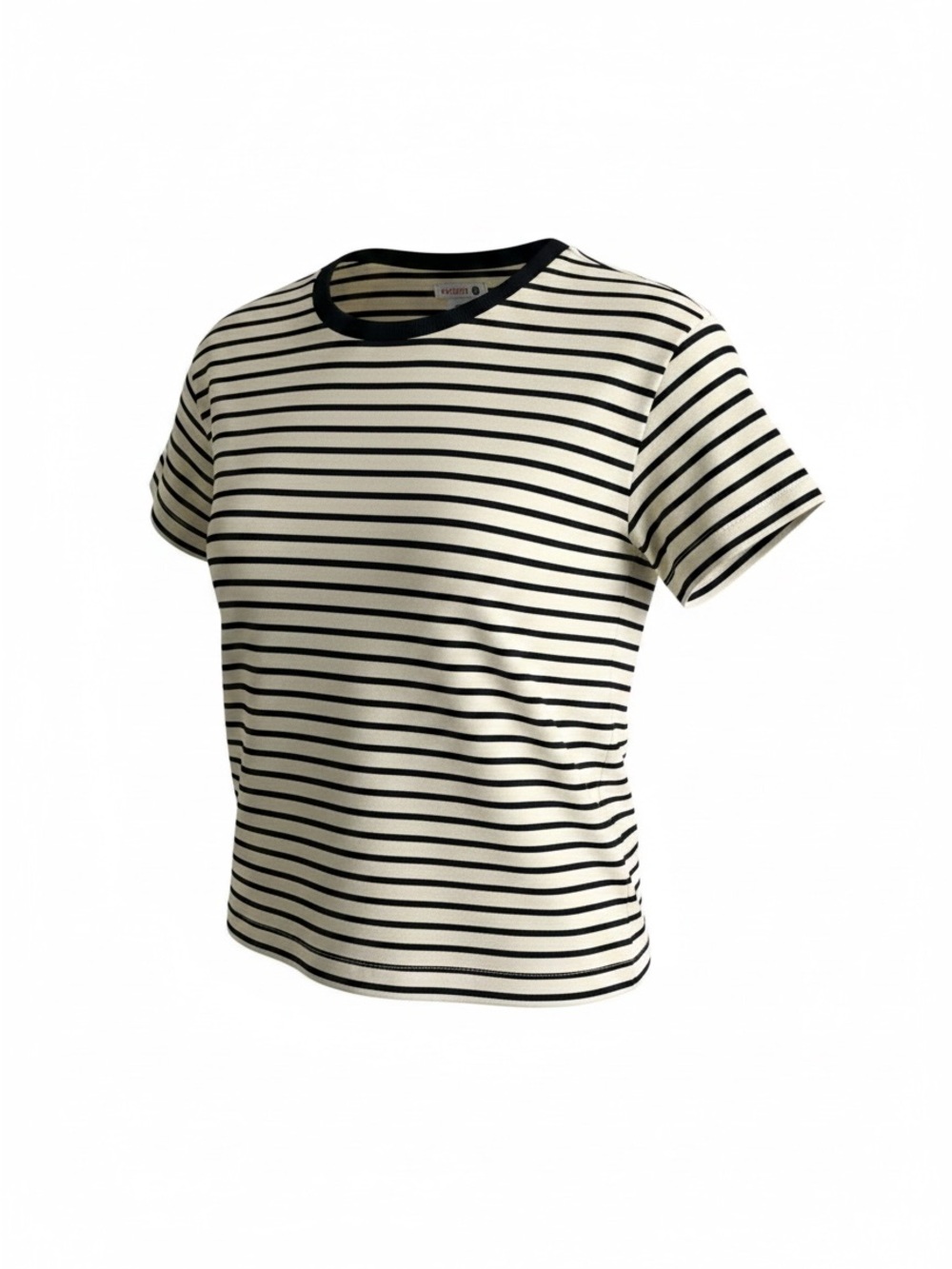 Sundry Striped Crewneck Tee in Black and Cream-Small
